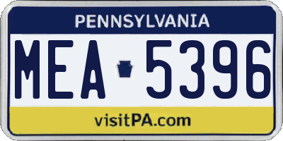 PA license plate MEA5396