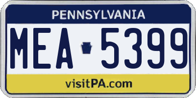PA license plate MEA5399