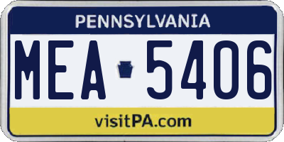 PA license plate MEA5406