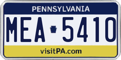 PA license plate MEA5410