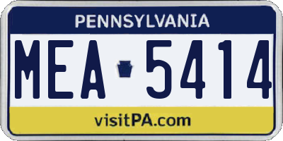 PA license plate MEA5414