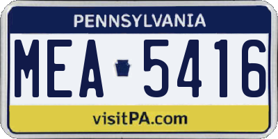 PA license plate MEA5416