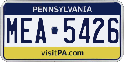 PA license plate MEA5426