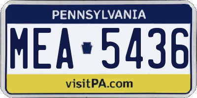 PA license plate MEA5436