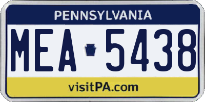PA license plate MEA5438