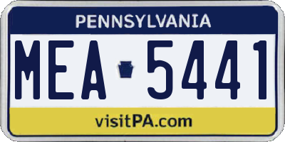 PA license plate MEA5441
