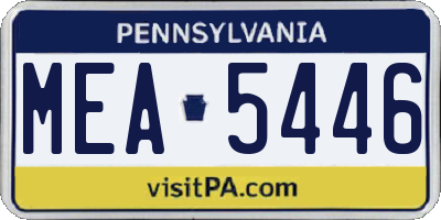 PA license plate MEA5446
