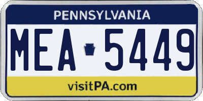 PA license plate MEA5449