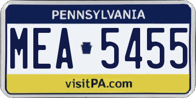 PA license plate MEA5455