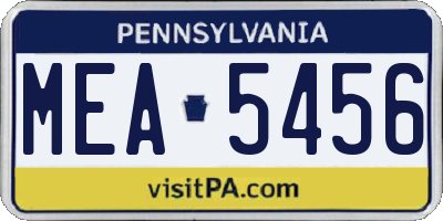 PA license plate MEA5456