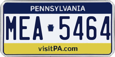 PA license plate MEA5464