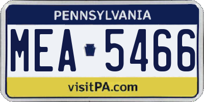 PA license plate MEA5466