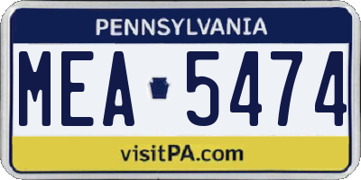 PA license plate MEA5474