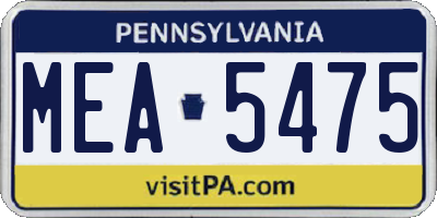 PA license plate MEA5475