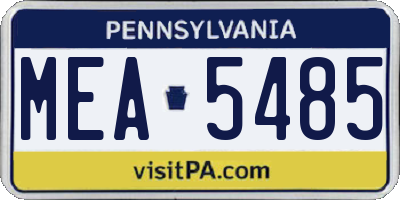 PA license plate MEA5485