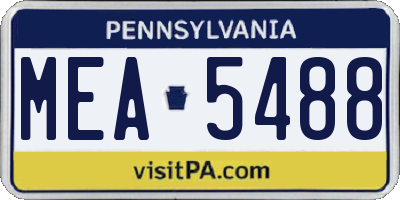 PA license plate MEA5488