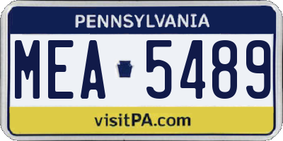 PA license plate MEA5489