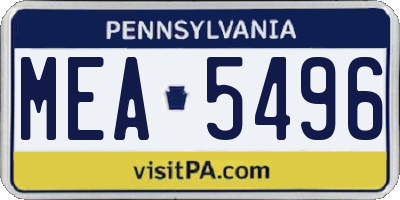 PA license plate MEA5496