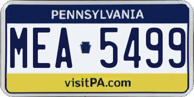 PA license plate MEA5499