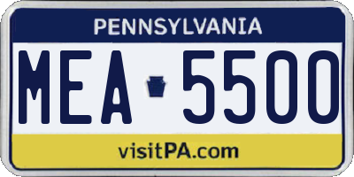 PA license plate MEA5500