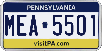 PA license plate MEA5501