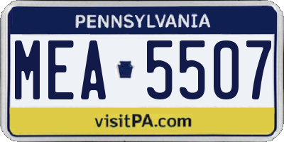 PA license plate MEA5507