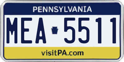 PA license plate MEA5511