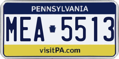 PA license plate MEA5513