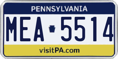 PA license plate MEA5514