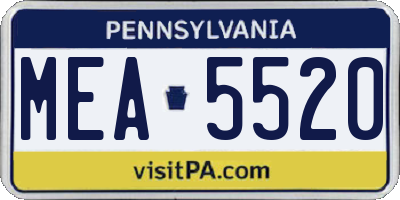 PA license plate MEA5520