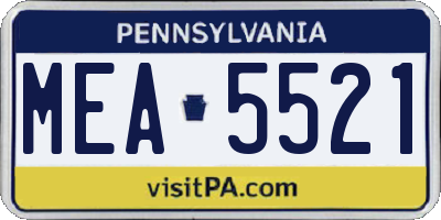 PA license plate MEA5521