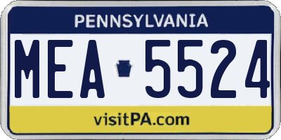 PA license plate MEA5524