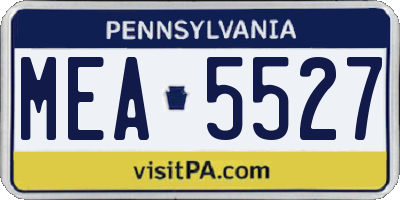 PA license plate MEA5527