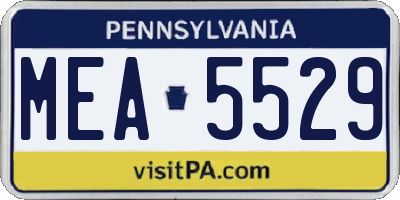 PA license plate MEA5529