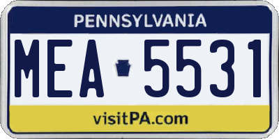 PA license plate MEA5531
