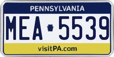 PA license plate MEA5539