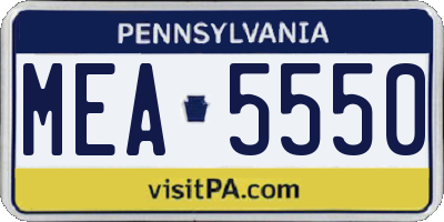 PA license plate MEA5550