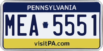 PA license plate MEA5551