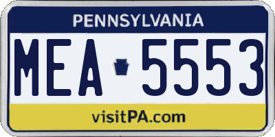PA license plate MEA5553