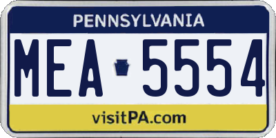 PA license plate MEA5554