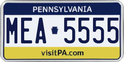 PA license plate MEA5555