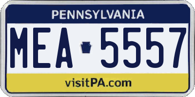 PA license plate MEA5557