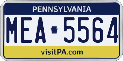 PA license plate MEA5564