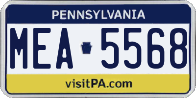 PA license plate MEA5568