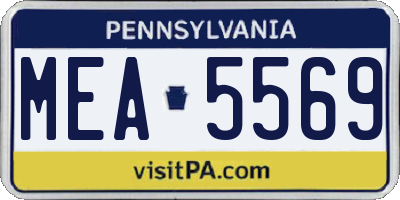 PA license plate MEA5569