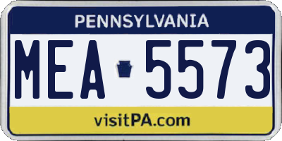 PA license plate MEA5573