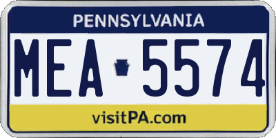 PA license plate MEA5574