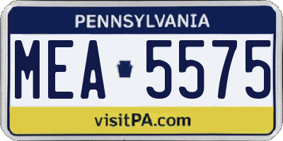 PA license plate MEA5575