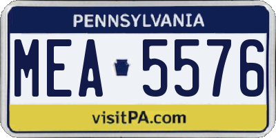 PA license plate MEA5576