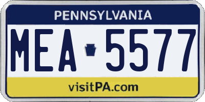 PA license plate MEA5577